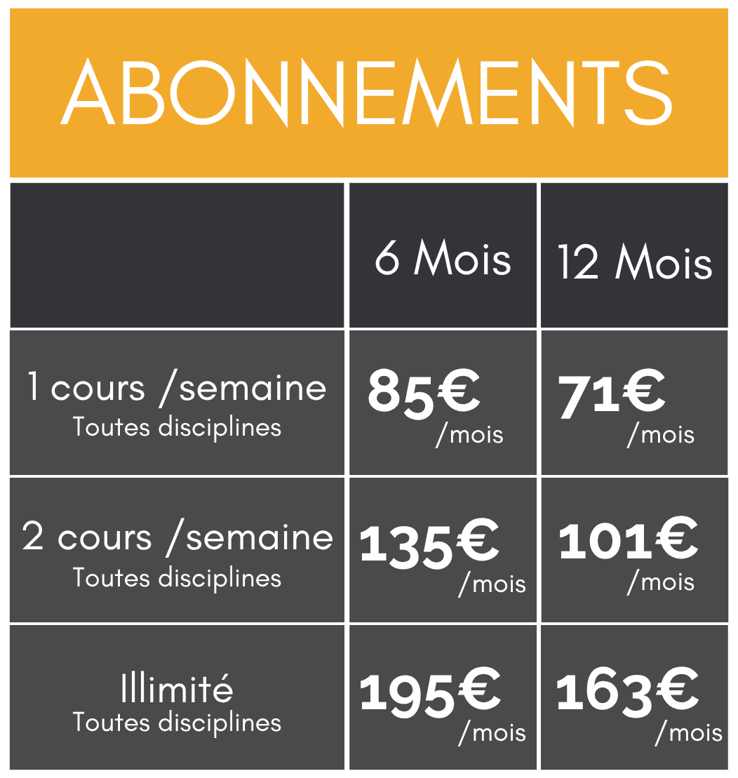 Les abonnements chez Artistic Pole