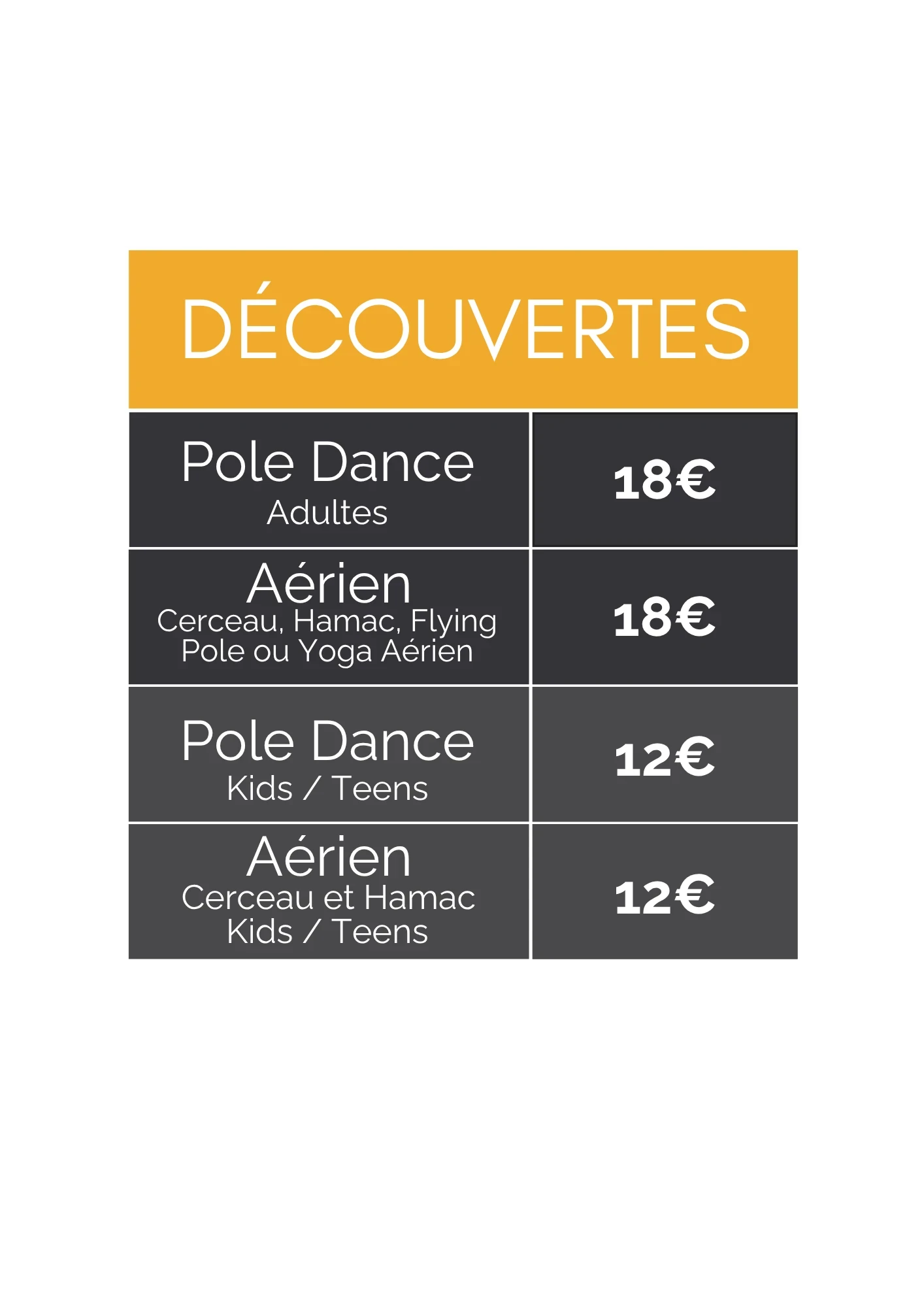 Les offres découvertes chez Artistic Pole