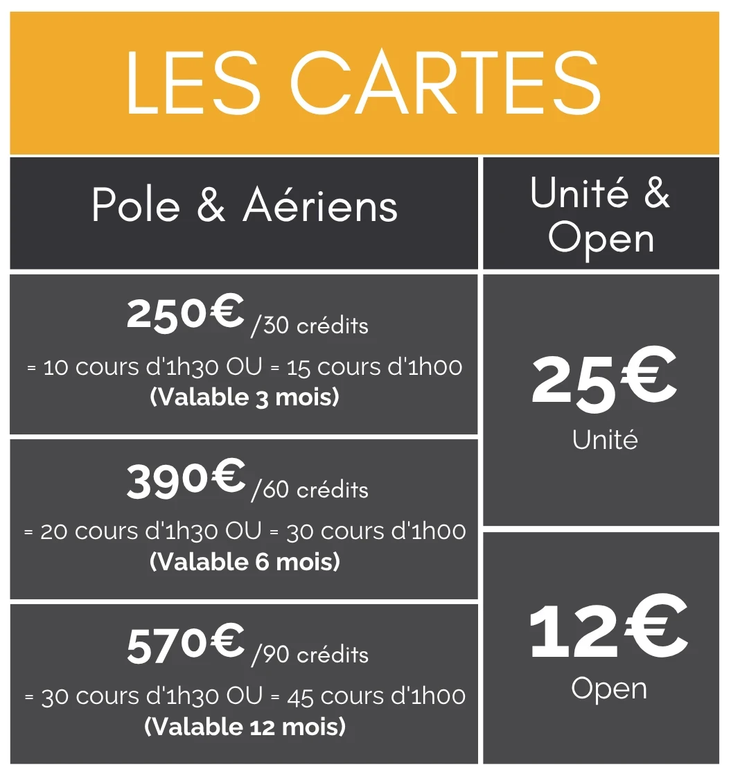 Les cartes chez Artistic Pole